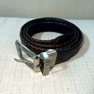 Men's Reversible Black & Brown Braided Leather NIKE Belt Size 36”